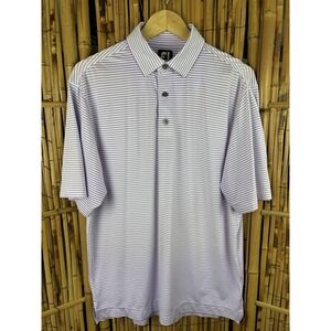FootJoy Performance Pro Dry Golf Polo Shirt Lavendar White Stripe - Size Medium
